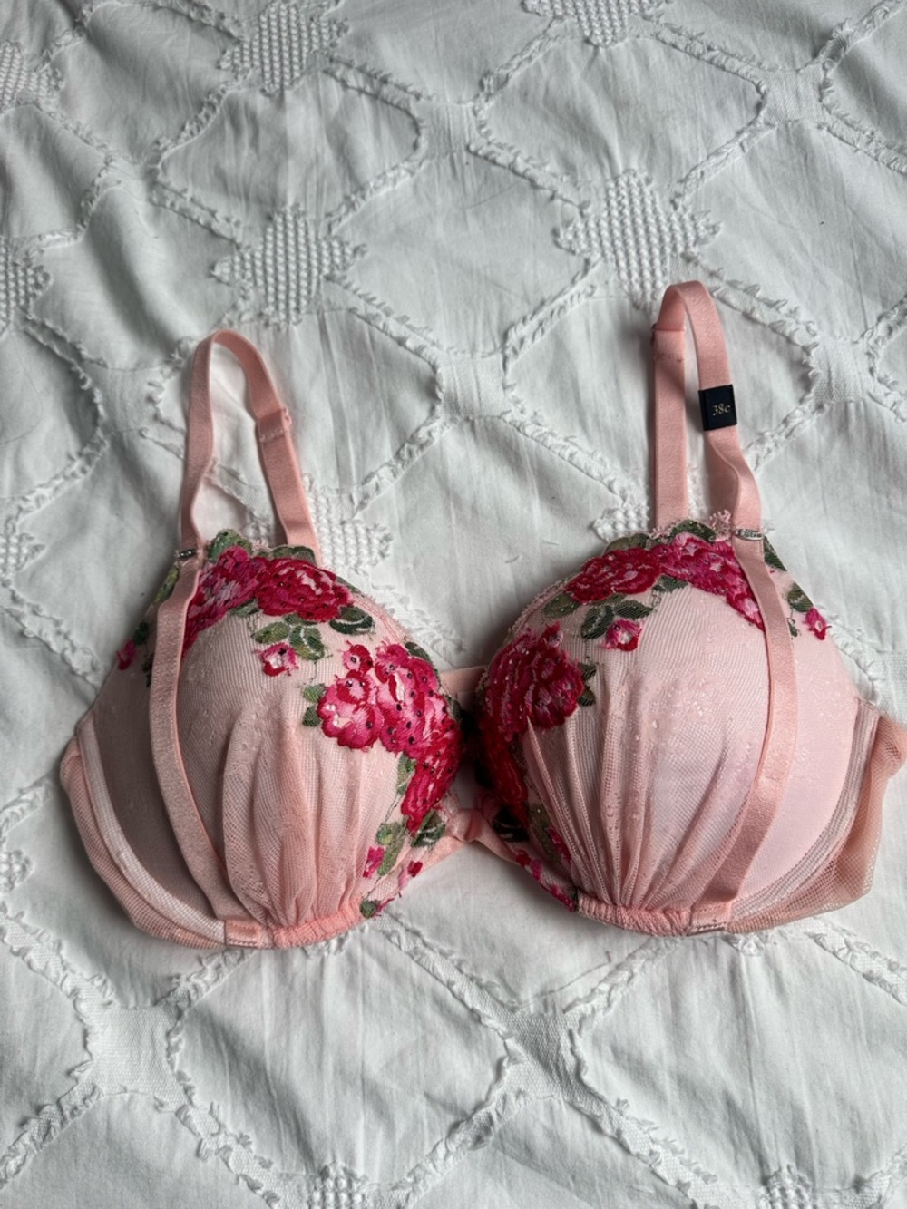 Victoria's Secret Light Pink Floral Embroidered Push-Up Bra